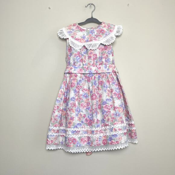 Bonnie Jean Vintage Farm CottageCore Collared Lace Floral Made In USA Dress 6X - Picture 2 of 7